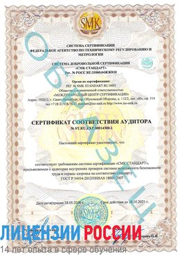 Образец сертификата соответствия аудитора №ST.RU.EXP.00014300-1 Елабуга Сертификат OHSAS 18001